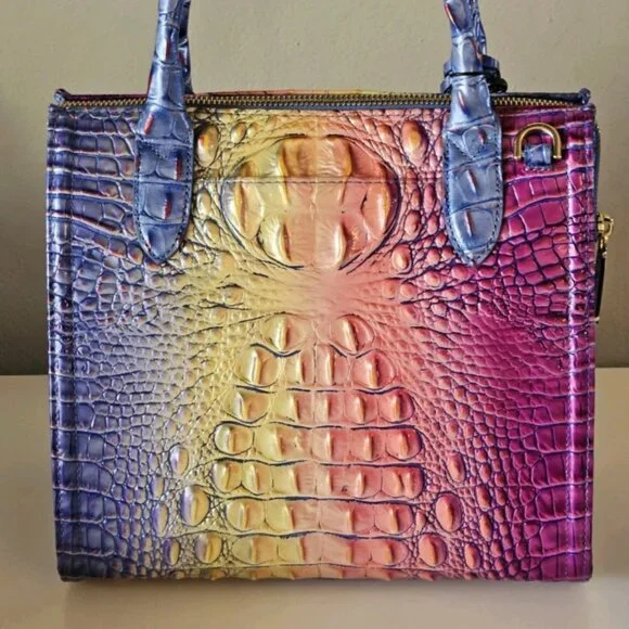 NWT Brahmin Small Caroline Satchel Magic Ombre Melbourne Leather Bag NWT - Picture 4 of 11